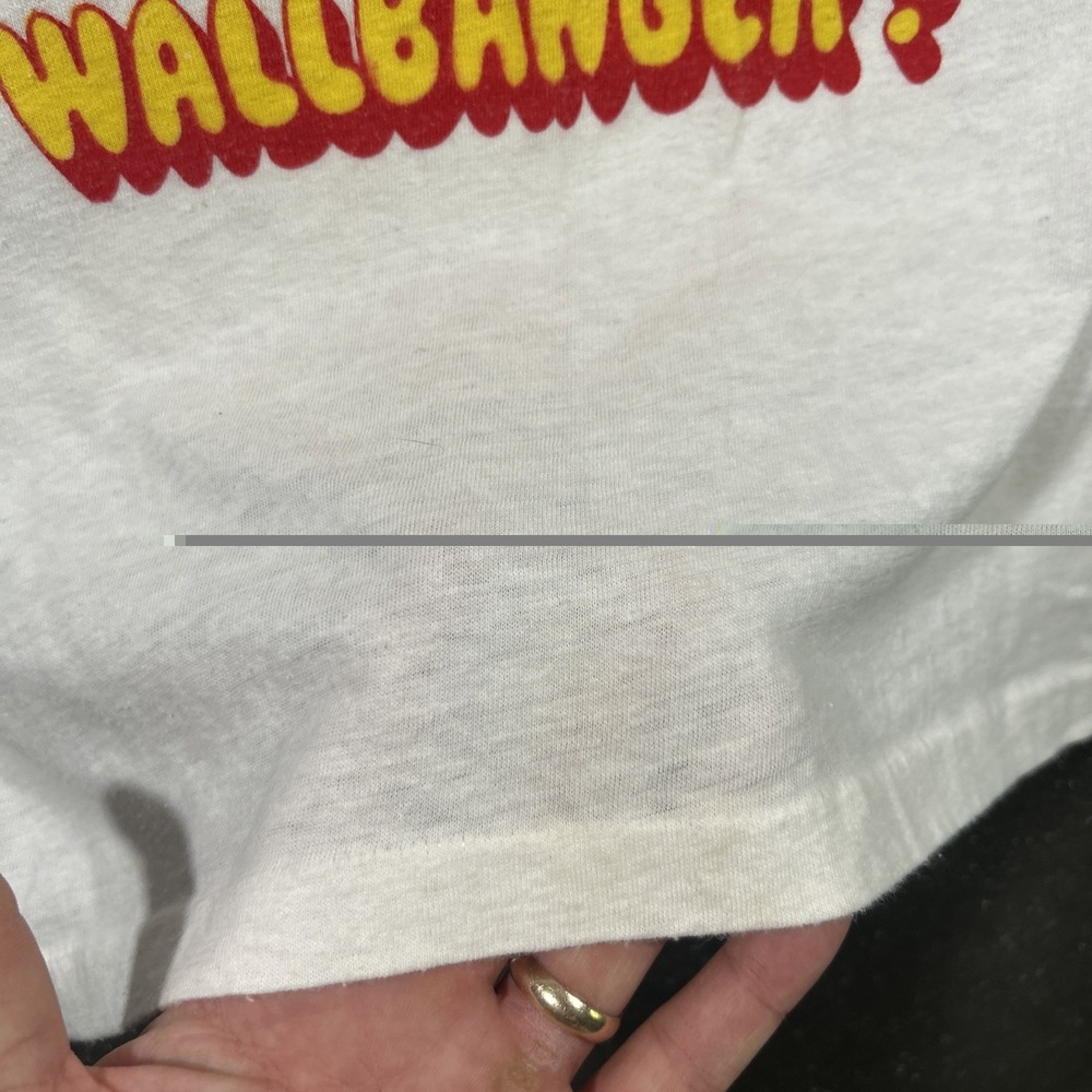 Vintage 70s Galliano Harvey Wallbanger Yellow Ringer Cocktail Shirt L Two Sided - Picture 6 of 16